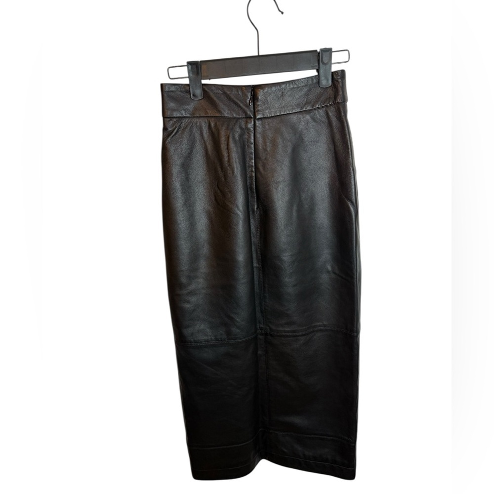 G. label By Goop Black Leather Samira Midi Skirt - Picture 4 of 9